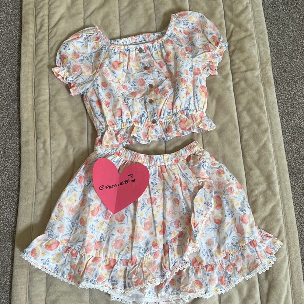 TOMMY BAHAMA Girl’s Crop Top and Ruffled Floral Skirt Set Size 6 NWOT